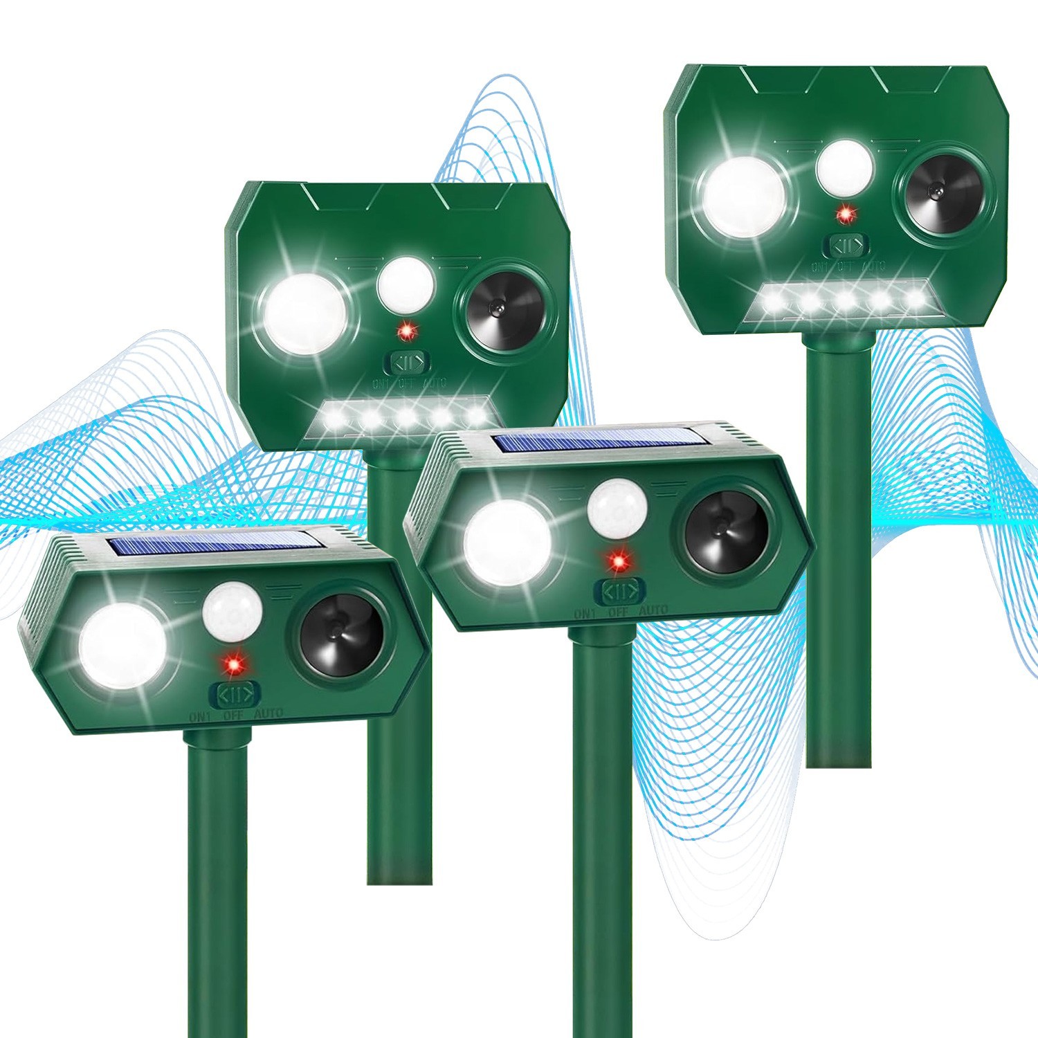 4PCS solar ultrasonic animal repellent outdoor motion sensor Repellent Devices