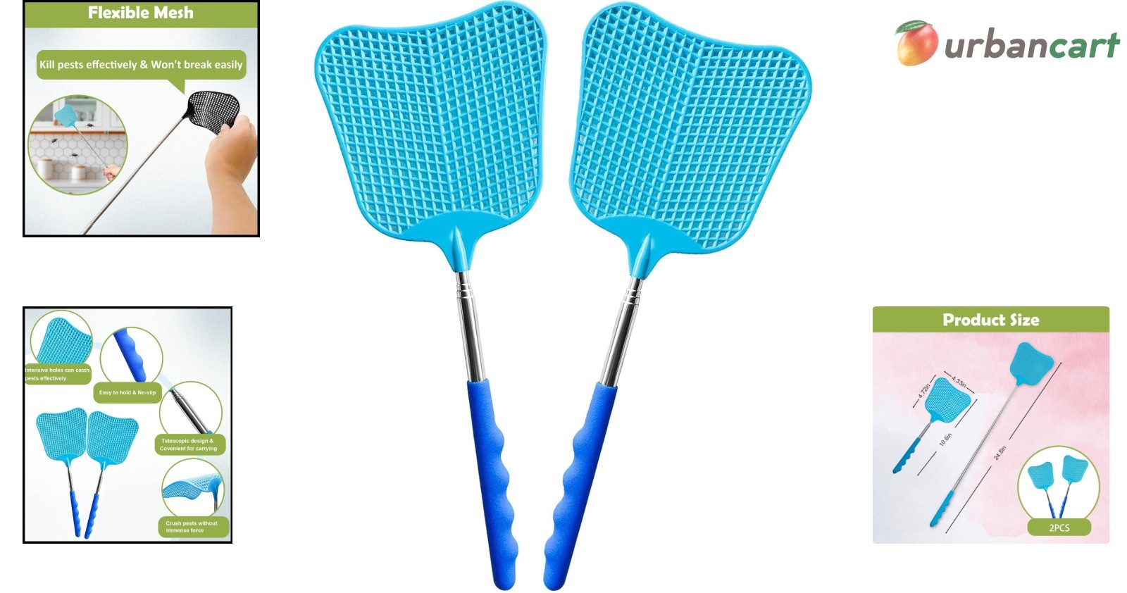 Heavy Duty Telescopic Fly Swatters — Durable, Lightweight, Multi-Purpose (2-P…