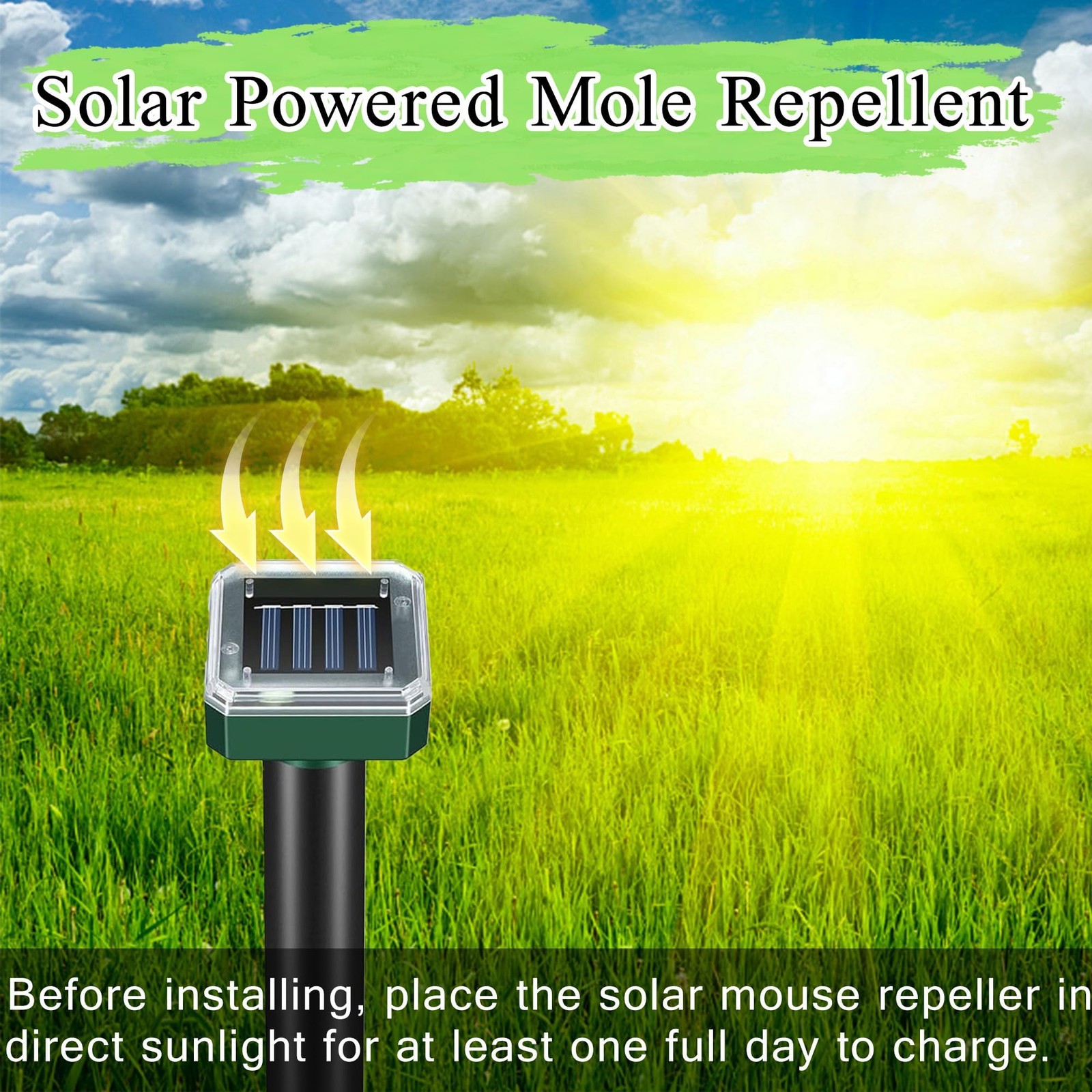 Mole Repellent Solar Powered Snake & Skunk Vole & Gopher & Armadillo & Rabbit…
