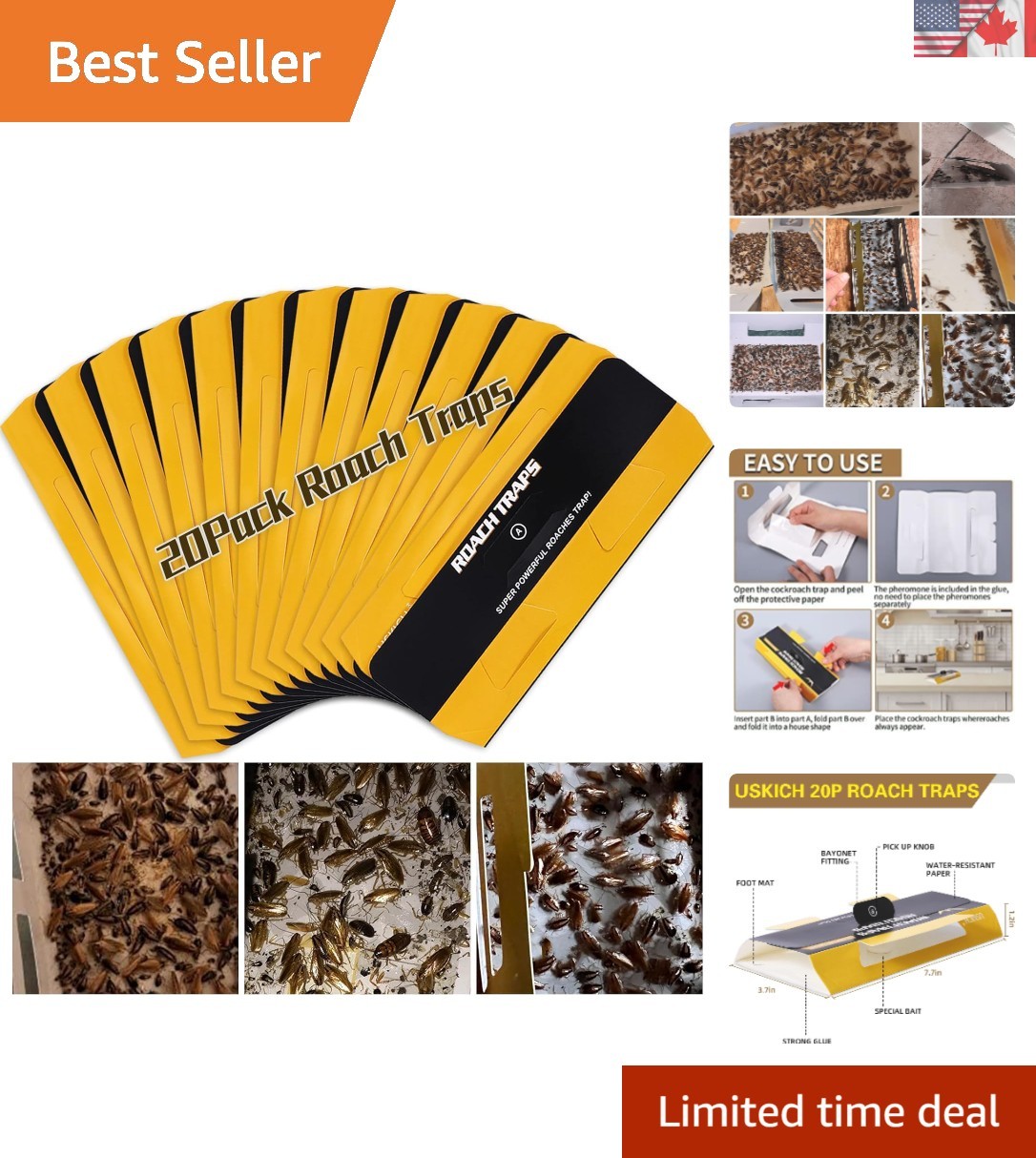 Effective 20 Pack Roach Traps – Safe Indoor Pest Control for Families & Pets