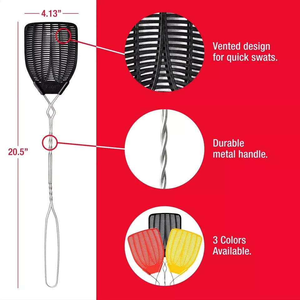 (3 pack)Enoz Fly Swatter, Wire Handled Plastic Fly Swatter, Assorted Colors,2 ct