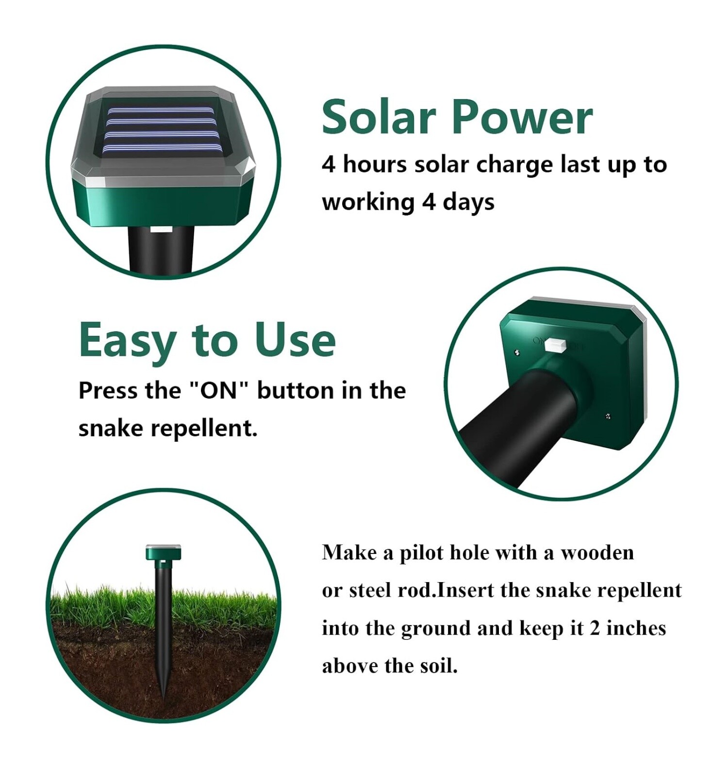 8/16 pack Solar Power Ultrasonic Repellent Mice Gopher Mole Pest Snake Repeller