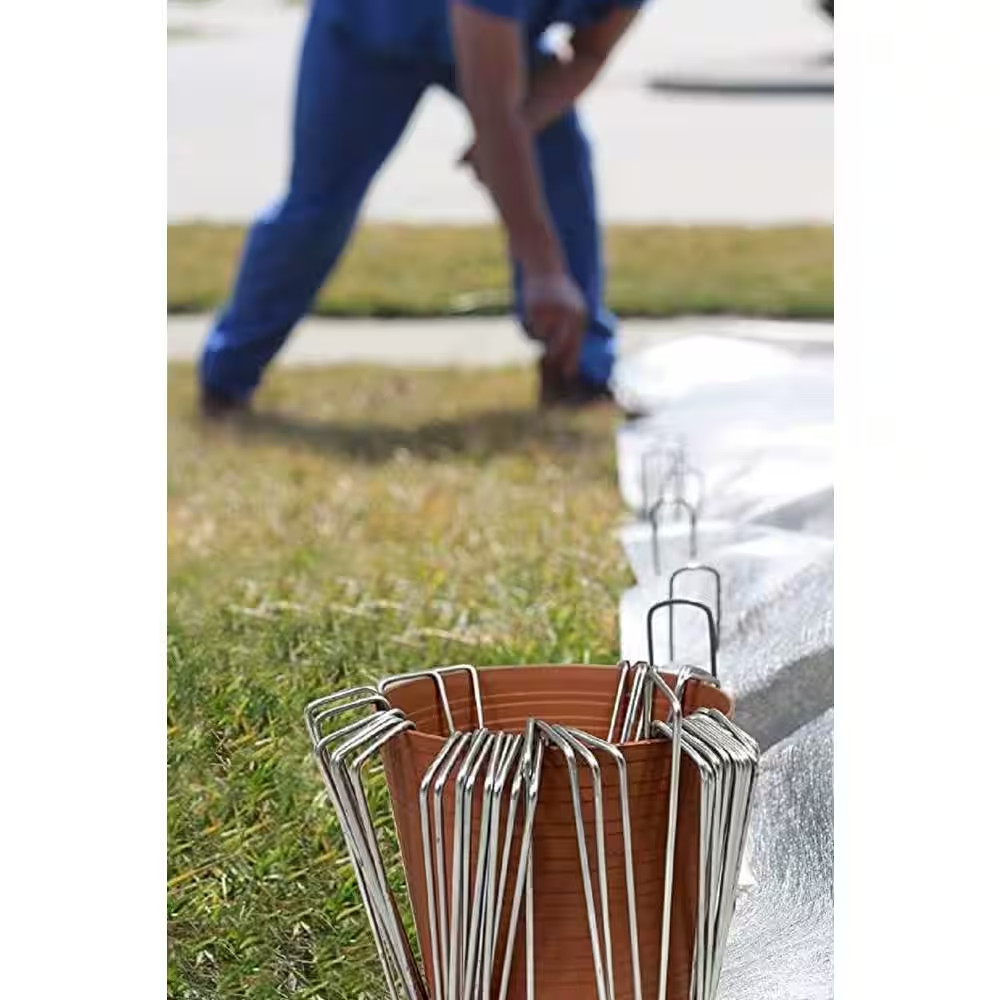 Ashman Galvanized Garden Stakes Landscape Fabric Staples: (250-Pack) 6 In. Sod a