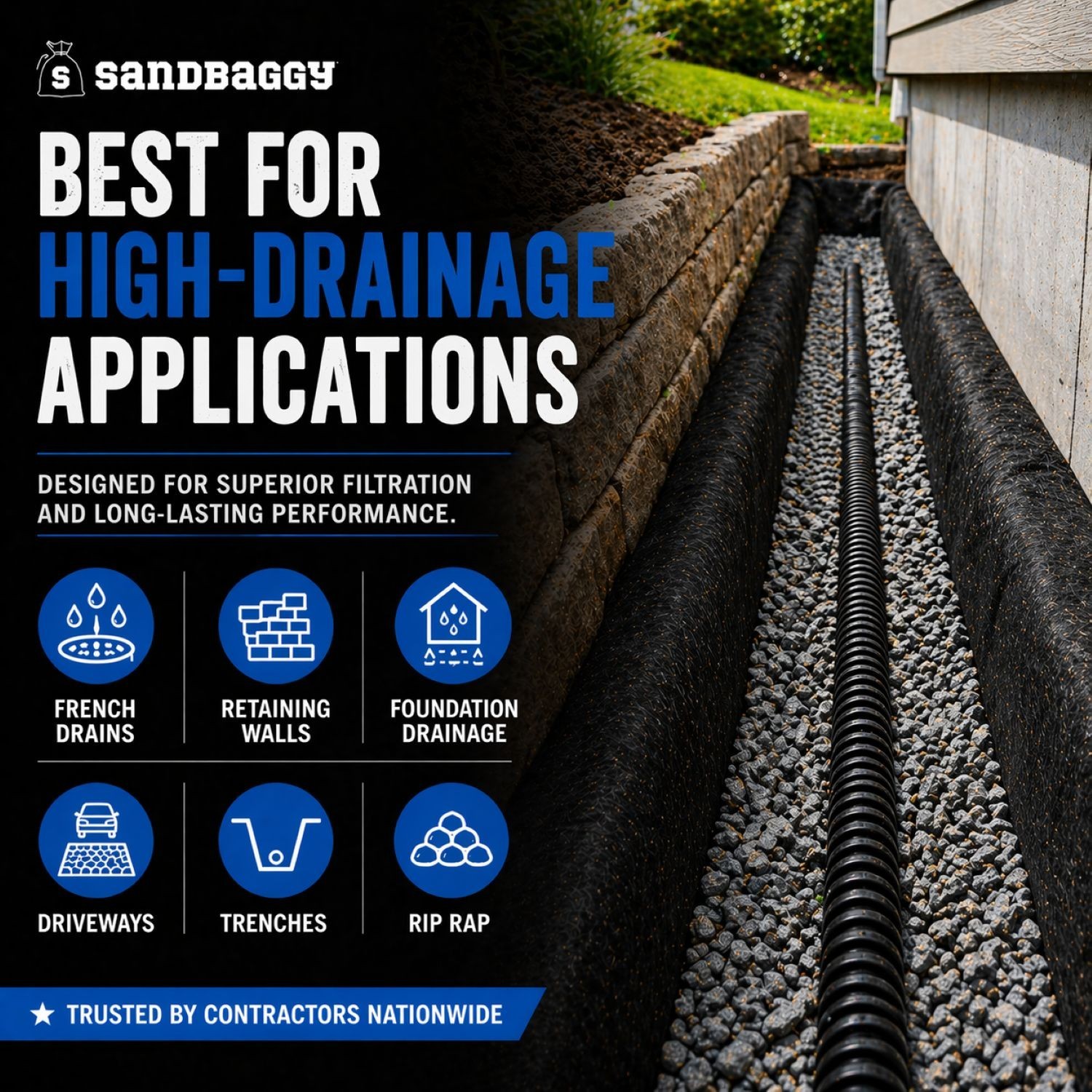 Drainage Fabric | Non-Woven Geotextile Landscape Fabric (8 oz) – USA Made