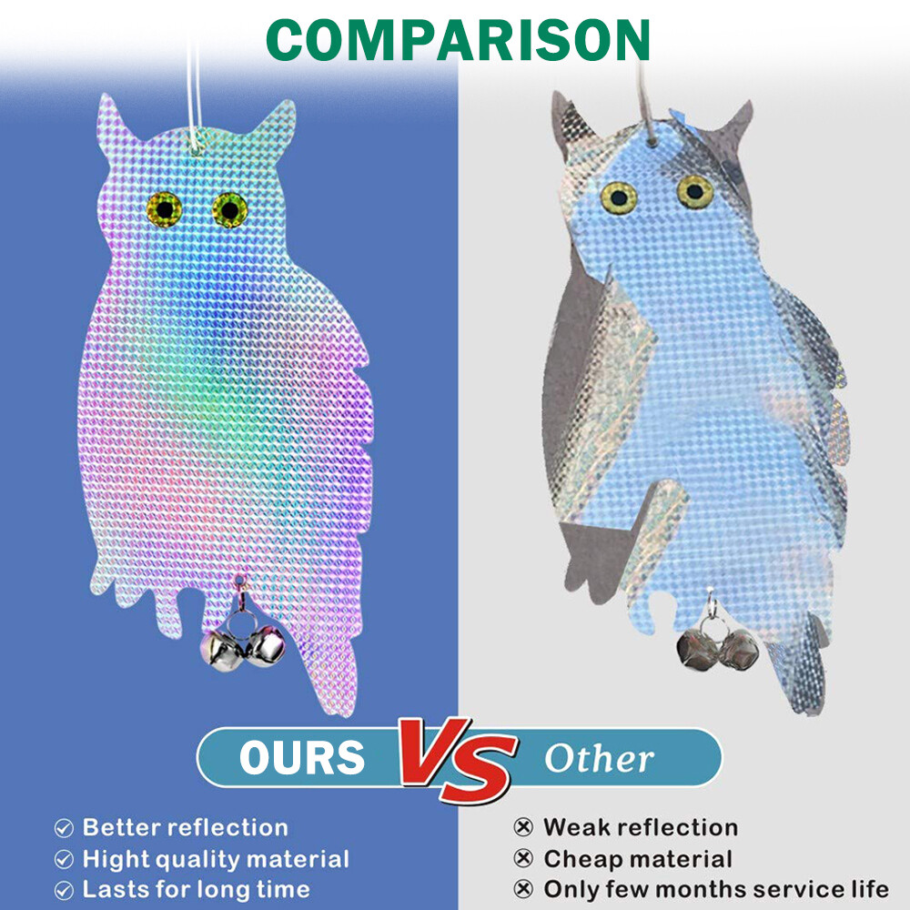 2pcs Bird Scare Repellent Reflective Yard Garden Hanging Device Fake Owl Decoy