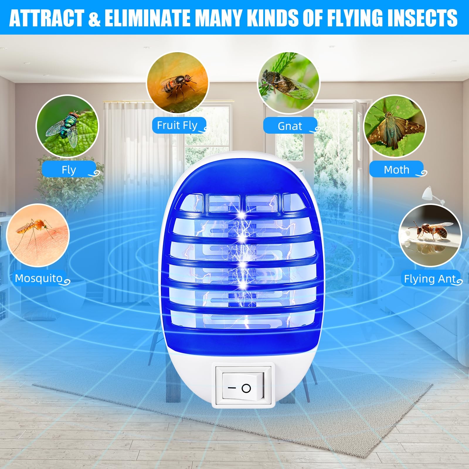 2026 Plug in Bug Zapper for Indoor Use 6 Pcs, Electronic Mosquito Zappers Ind…
