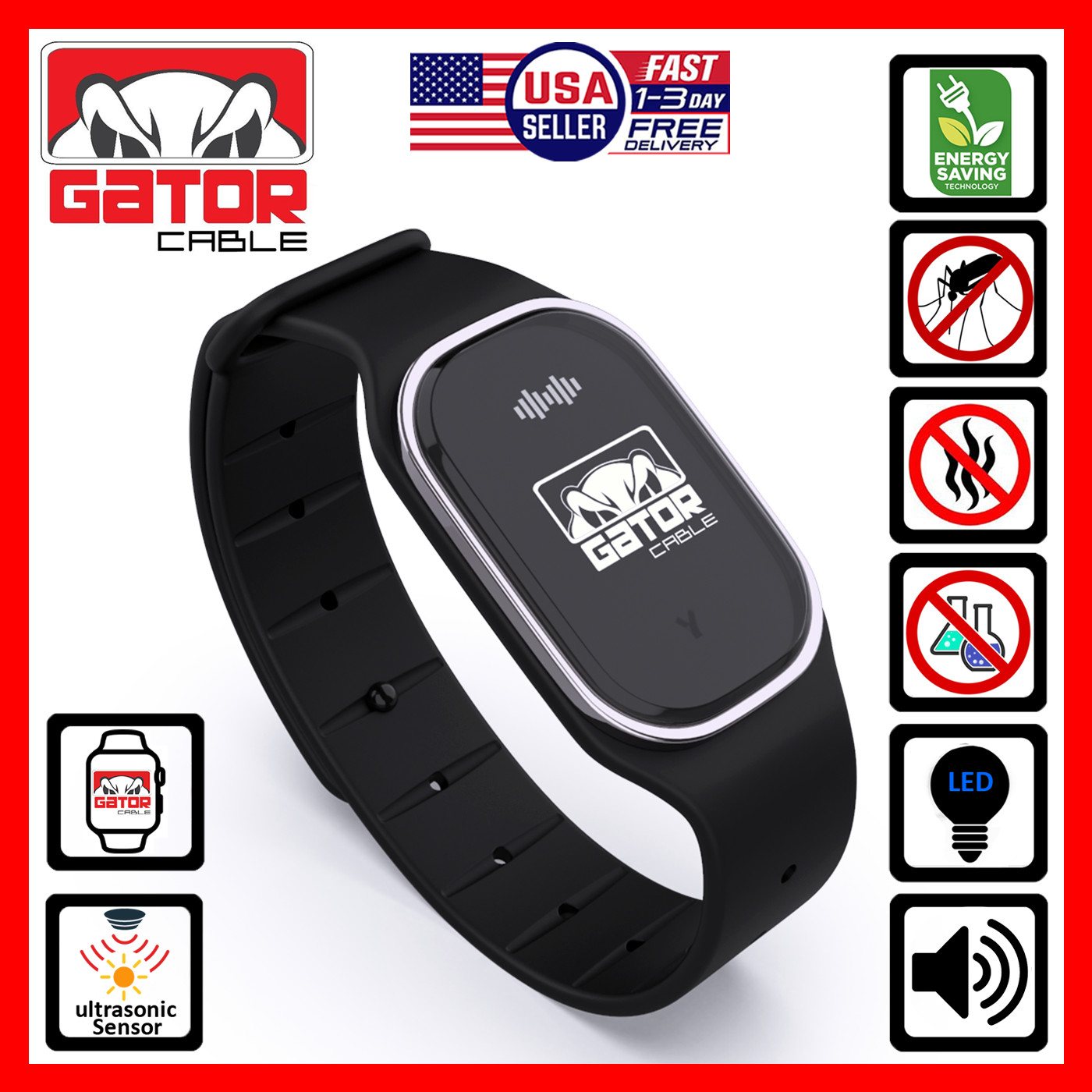 2x Ultrasonic Anti Mosquito Insect Pest Repellent Repeller Wrist Bracelet Band