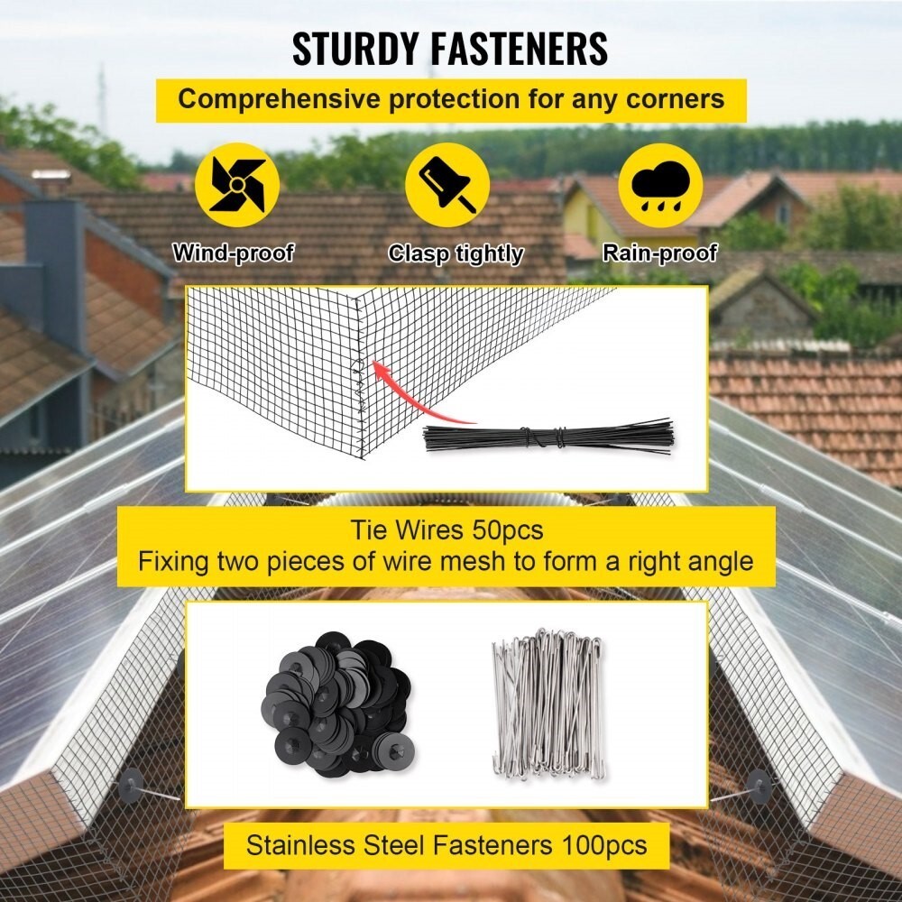 Solar Panel Bird Wire 6 in x 98 ft Critter Guard Roll Kit Removable w/Fasteners