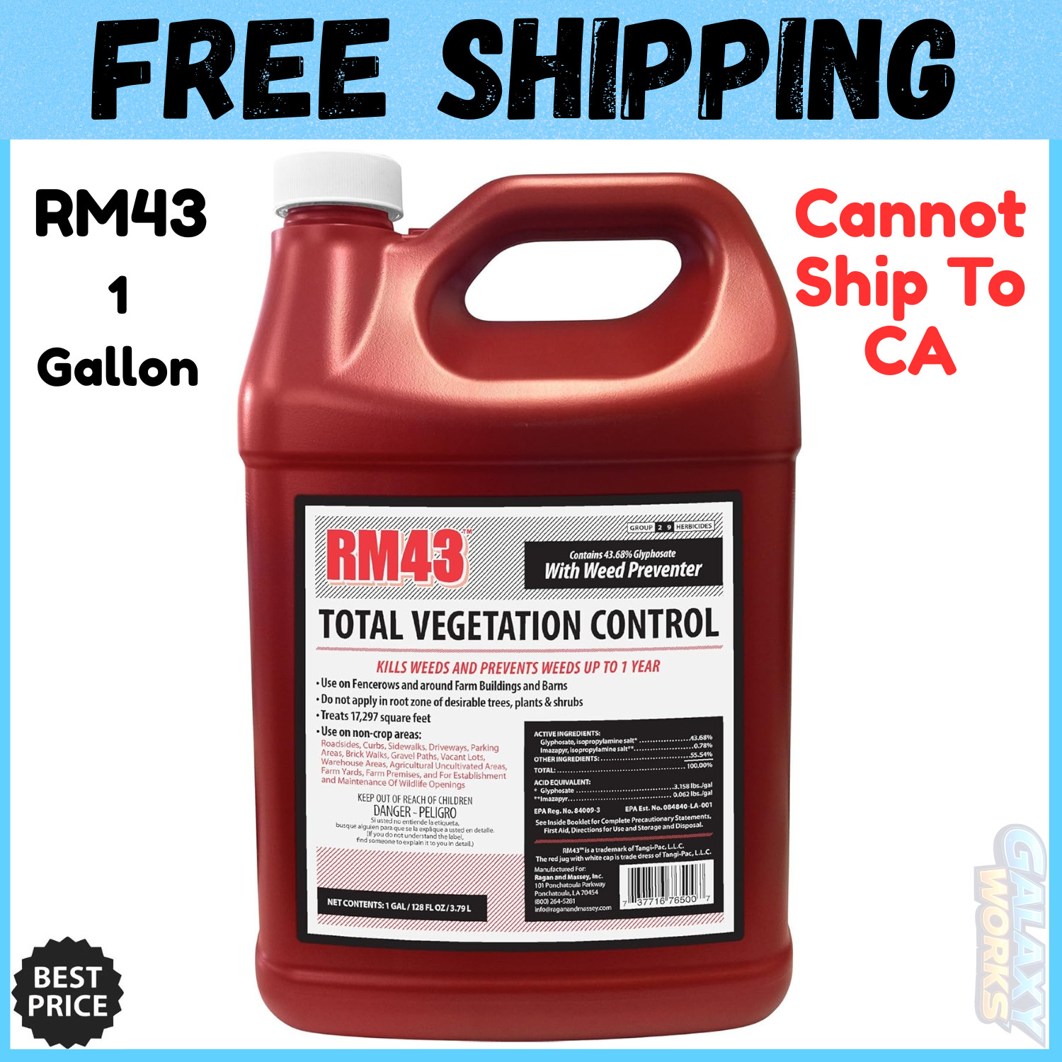 RM43 Total Veg Control Glyph Imazapyr Root Weed Preventer and Grass killer 1 GAL