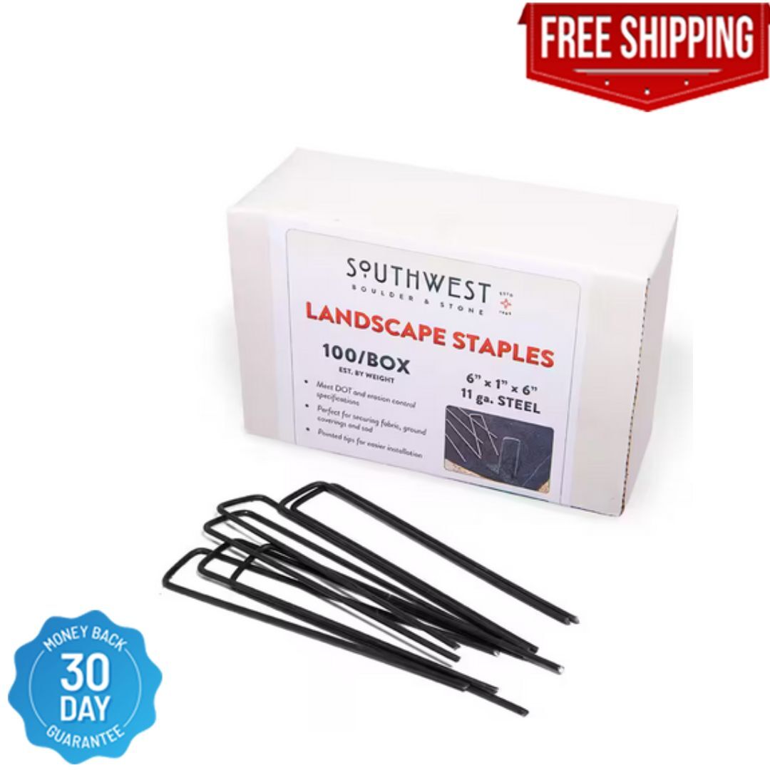 6 In. Heavy Duty Steel Garden Staples Weed Barrier Landscape Fabric (100-Pack)