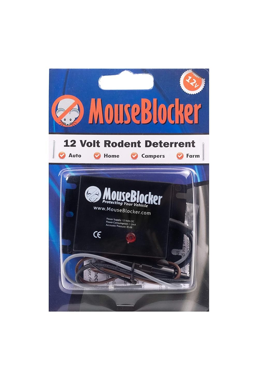 MouseBlocker 12V Ultrasonic Under Hood Mouse and Rodent Deterrent for Your Vehic