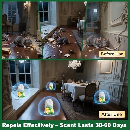Mouse Rodent Repellent, 32 Pack Peppermint Oil to Repel Mice and Rats– Works for