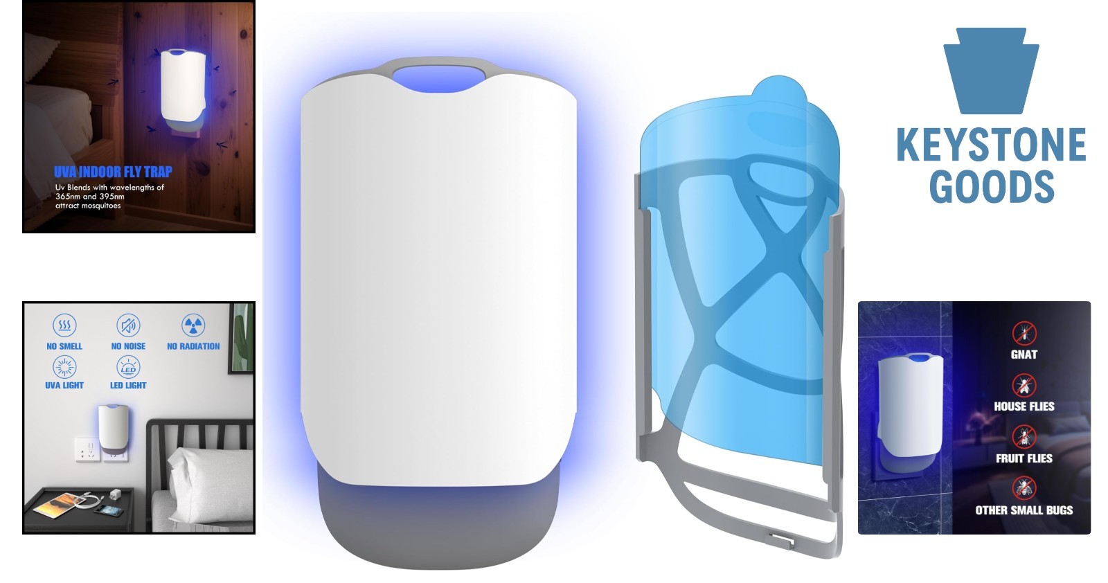 Indoor UV Light Fly Trap with Replacement Cards for Fruit Flies & Gnats