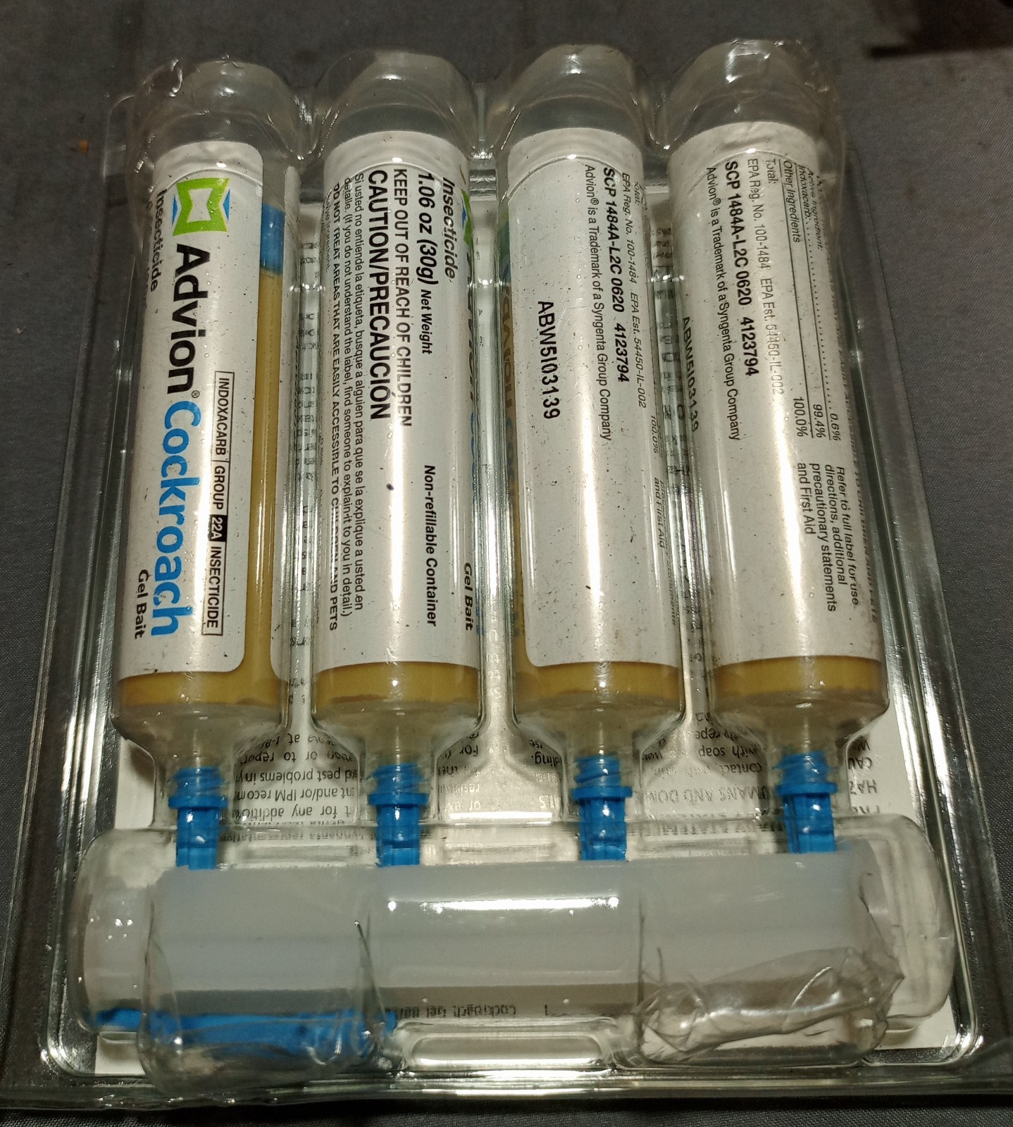 Lot Of 8 Syringes Advion Cockroach Gel Bait 1.06 Oz Each