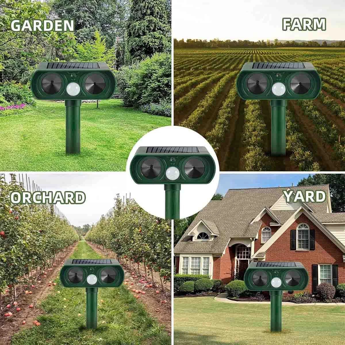 2 Pack Solar Ultrasonic Animal Repellent Dog Cat Skunk Deer Raccoon For Garden