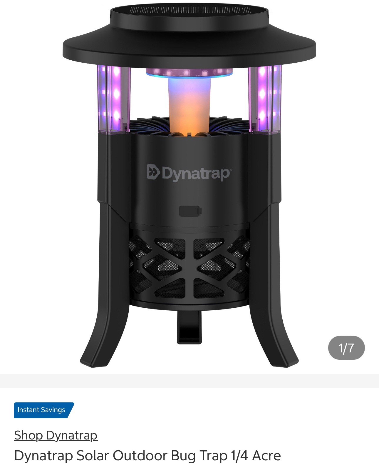 DynaTrap Outdoor Solar Powered Bug Trap Lantern, Black/Purple Color