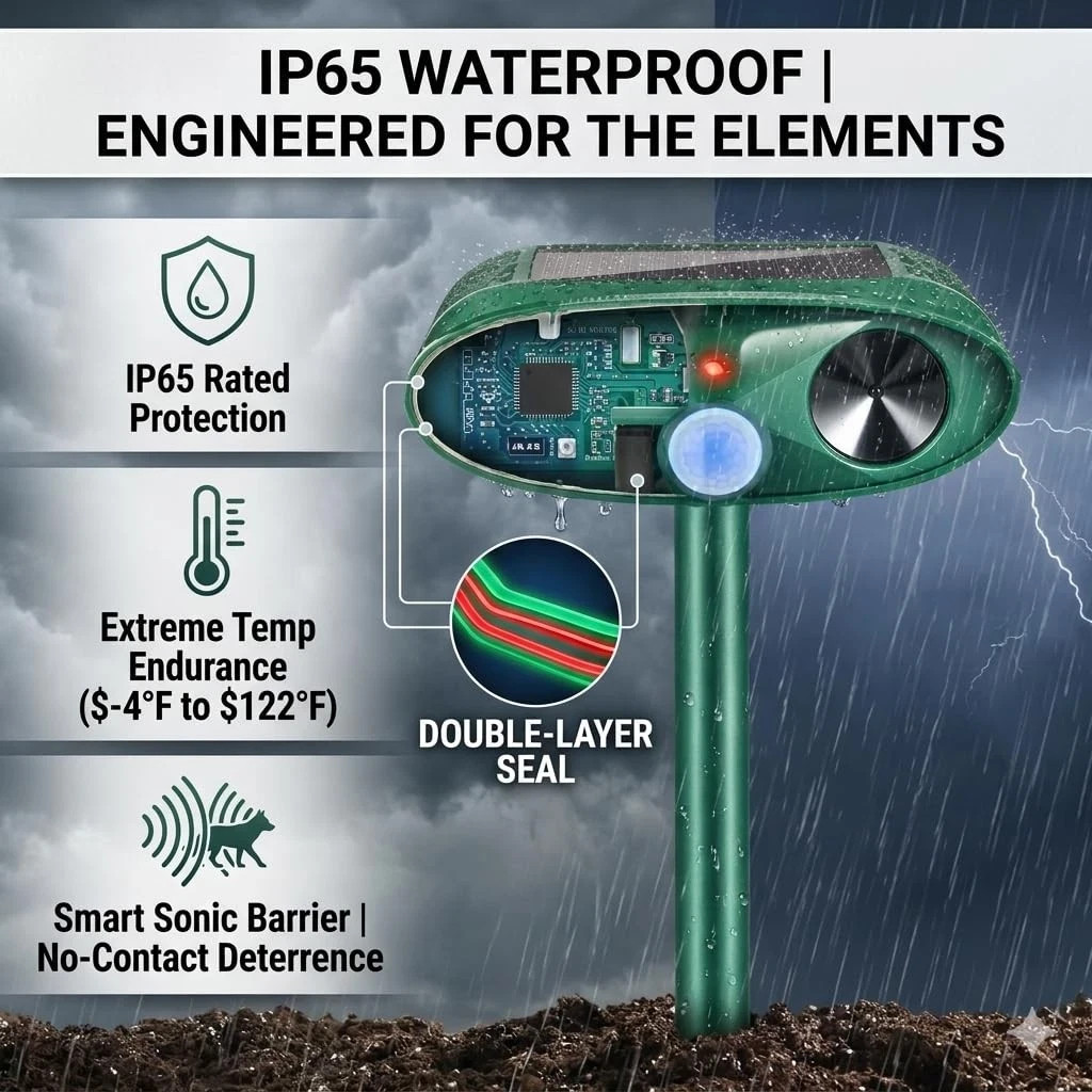 2026 Upgraded Sonic Fortress Pro Deer Repellent Devices,Waterproof Solar Ultraso