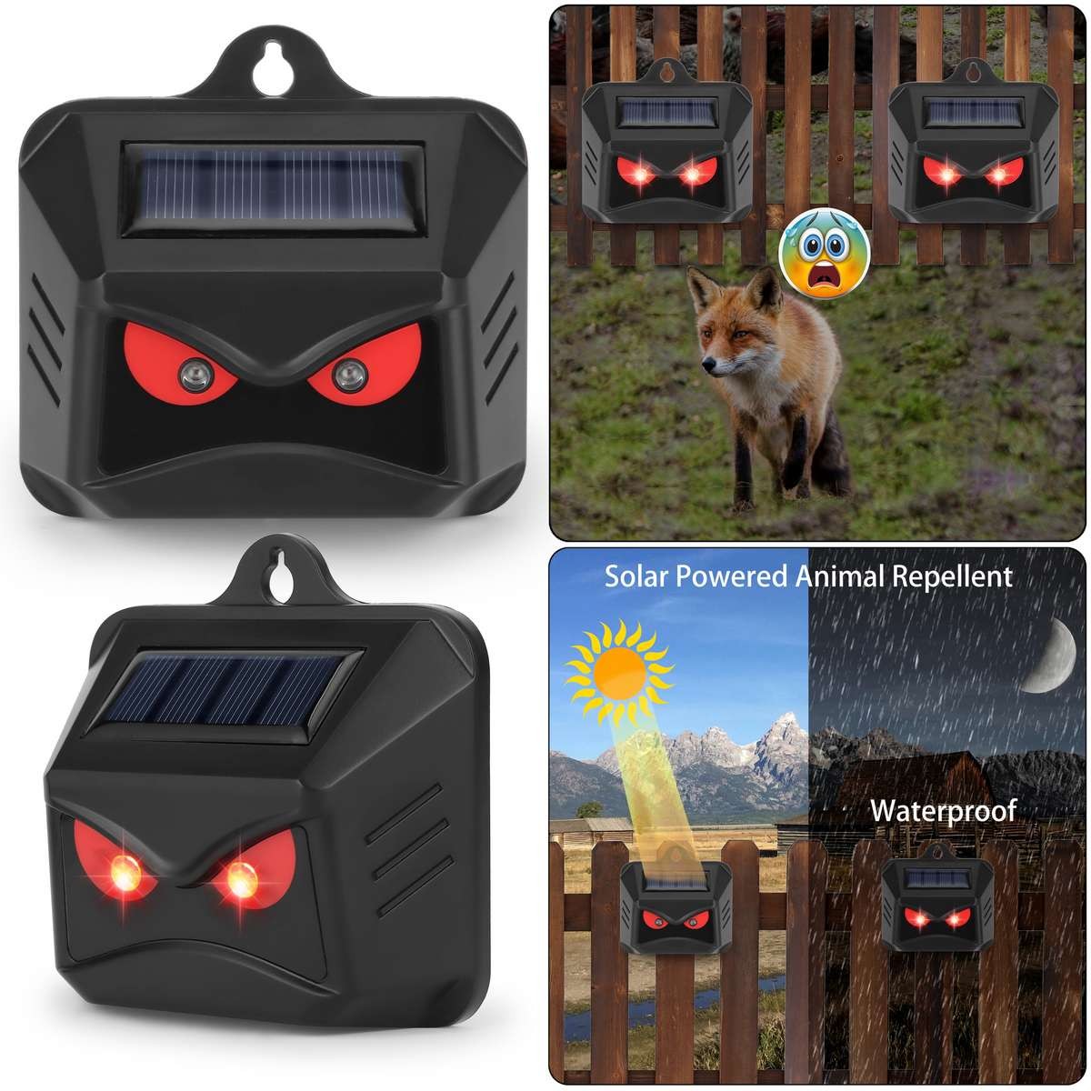 4pcs Solar Animal Repeller Wild Animal Skunk Deer Owl Deterrent For Garden Field
