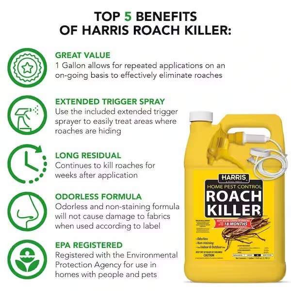 Harris 1 Gal Roach Killer Spray Odorless and Non-Staining with Trigger Sprayer