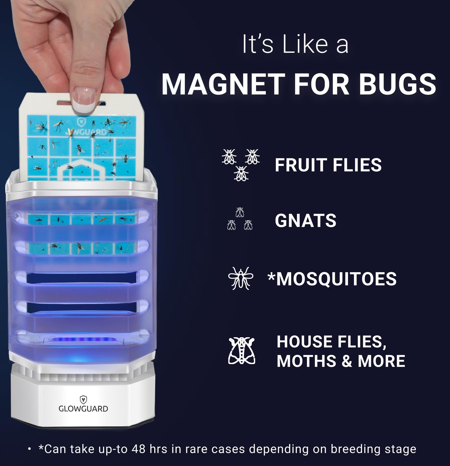 Modern-X Glowguard Cordless Flying Insect Trap Catches Fruit Flies Indoor Gnat
