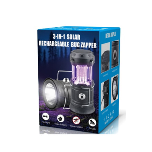 3-in-1 Solar Rechargeable Bug Zapper Lantern for Camping & Hiking