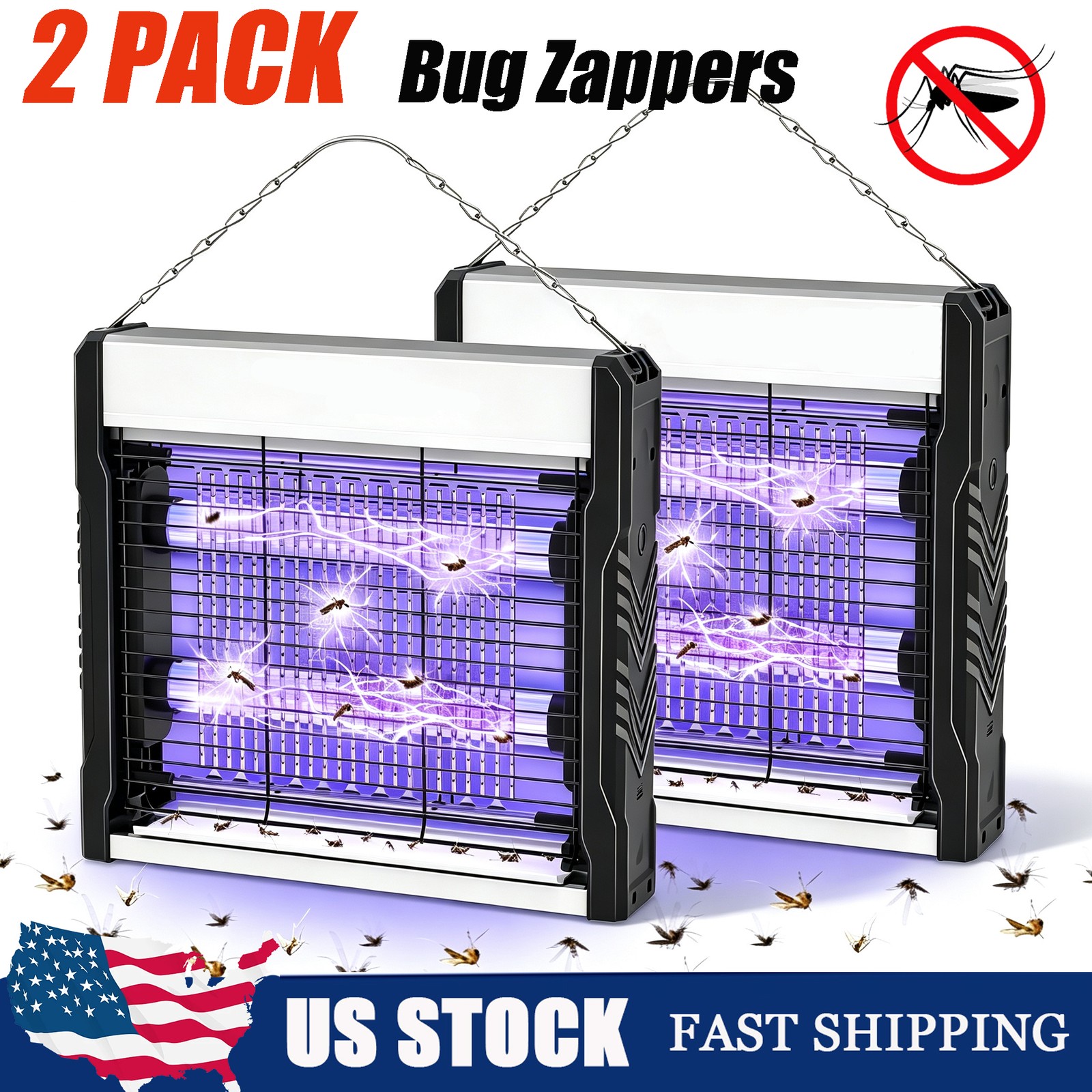 2 PACK Mosquito Zapper Indoor,Electric UV Insect Killer for Kitchen,Home,Yard,w