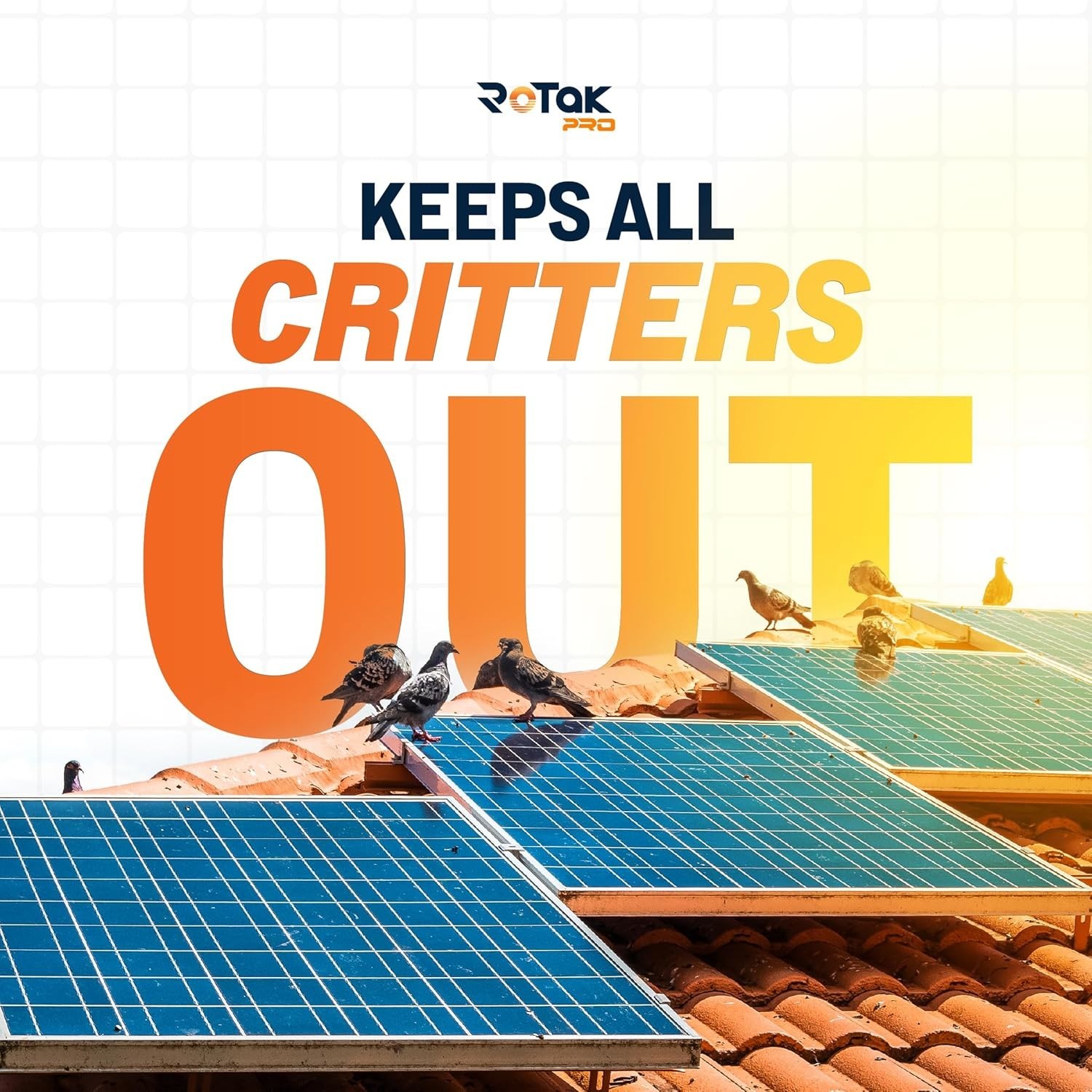 6in x 100ft Durable Solar Panel Critter Guard with 60 Fastener Clips Included