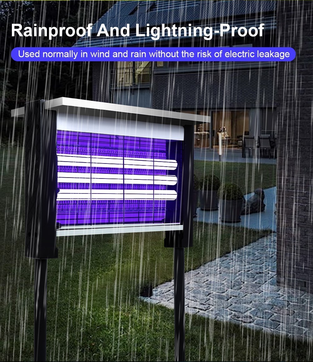 4500V Solar Bug Zapper Outdoor Mosquito Zapper Waterproof Electric Fly Zapper US