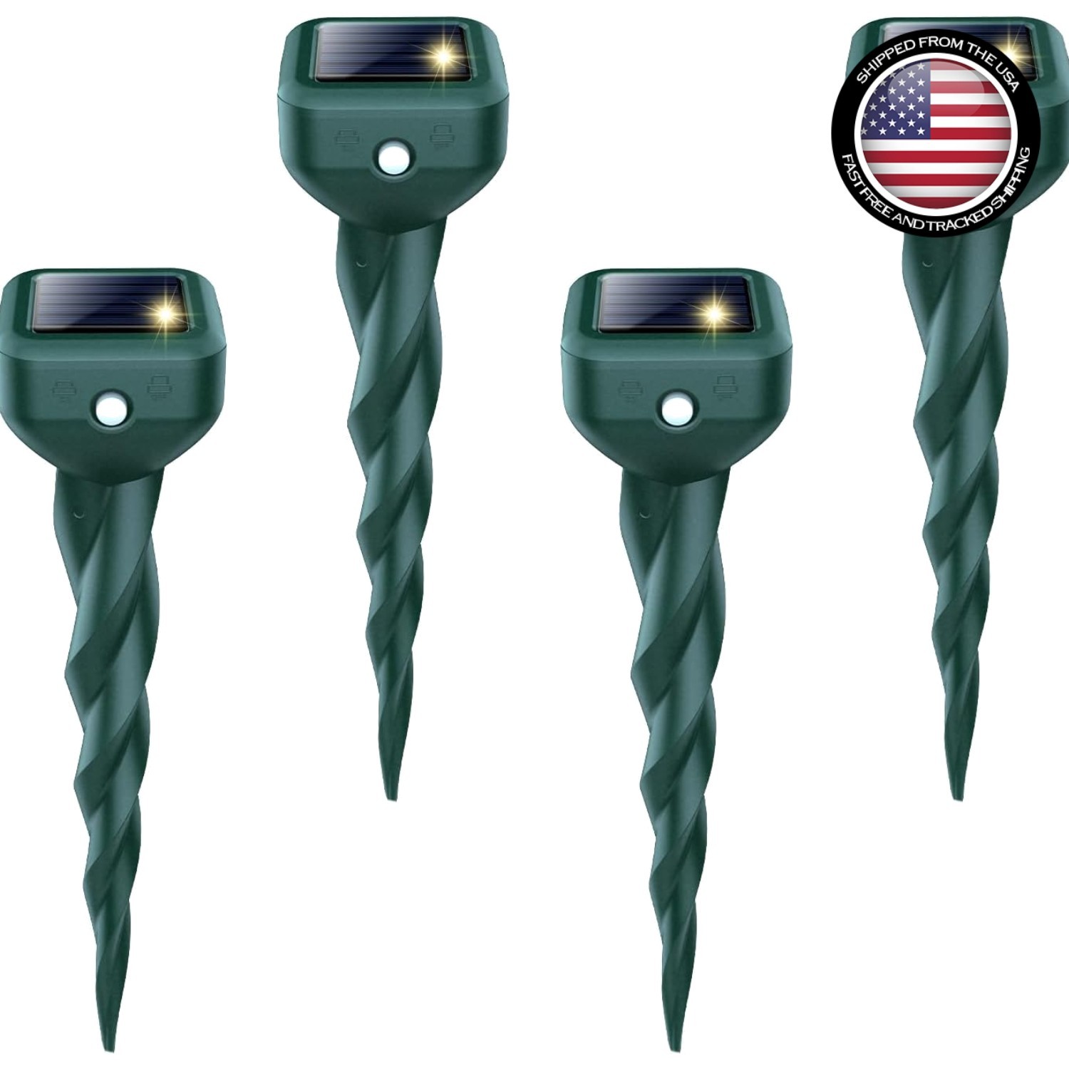 Effective 4 Pack Solar Ultrasonic Mole and Pest Repellers – Child Safe Solution