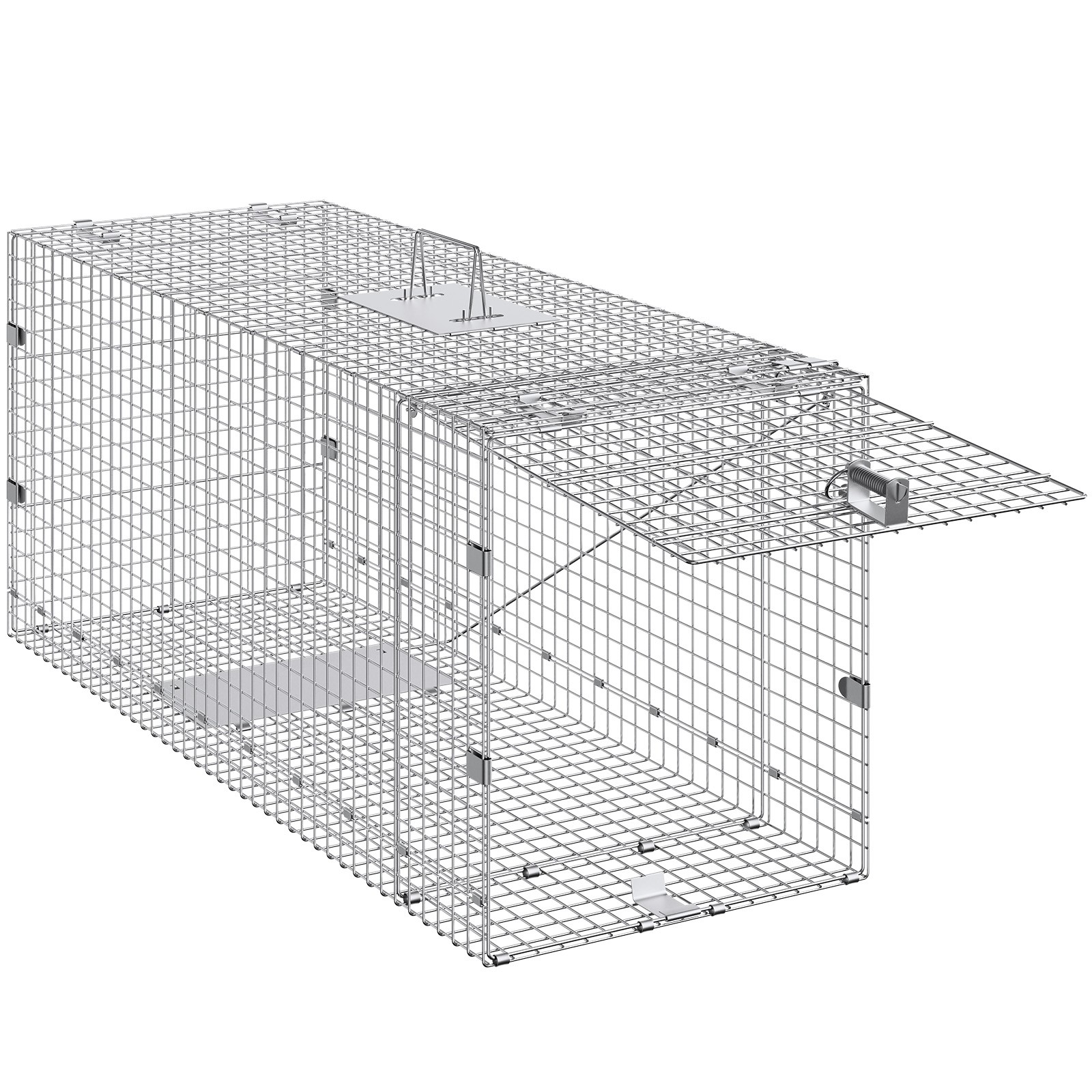 VEVOR Live Animal Cage Trap 42″ x 16″ x 18″ Humane Cat Trap Cats Squirrels Mouse
