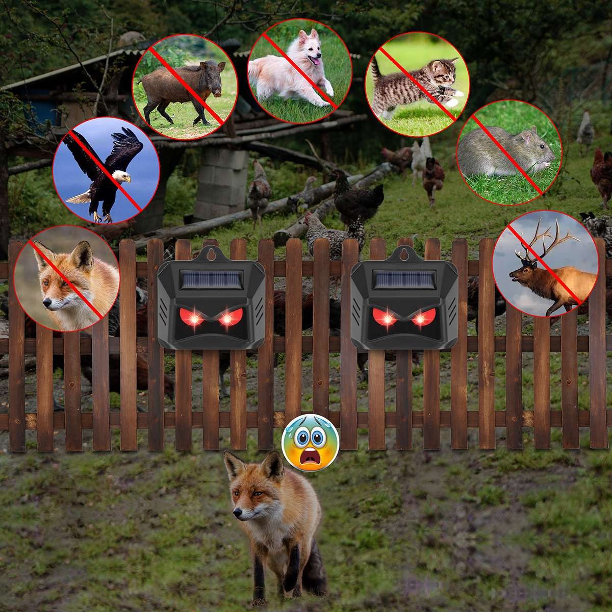 4pcs Solar Animal Repeller Wild Animal Skunk Deer Owl Deterrent For Garden Field