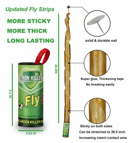 16 Rolls Fly Sticky Trap Paper Insect Bug Catcher Strip Fly Sticker Non Toxic US