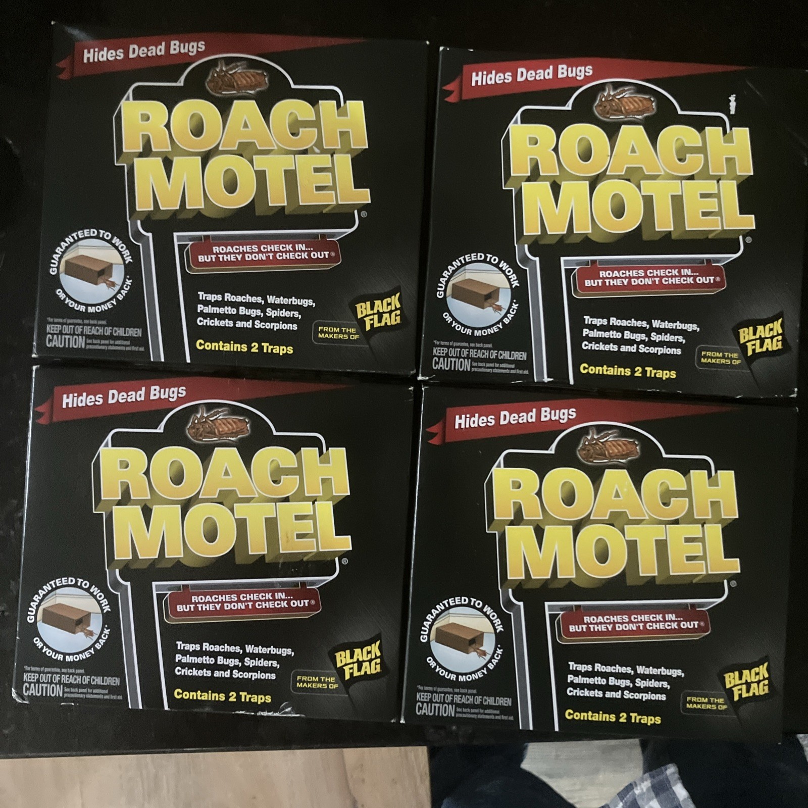 8 PK Black Flag Roach Motels Cockroach Bug bait Glue Trap Spider Motel Free Ship