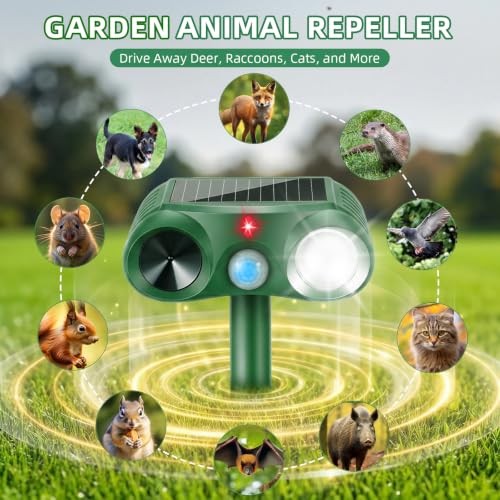 2026 Solar Ultrasonic Animal Repellent Outdoor, Deer Repellent Devices 4 green