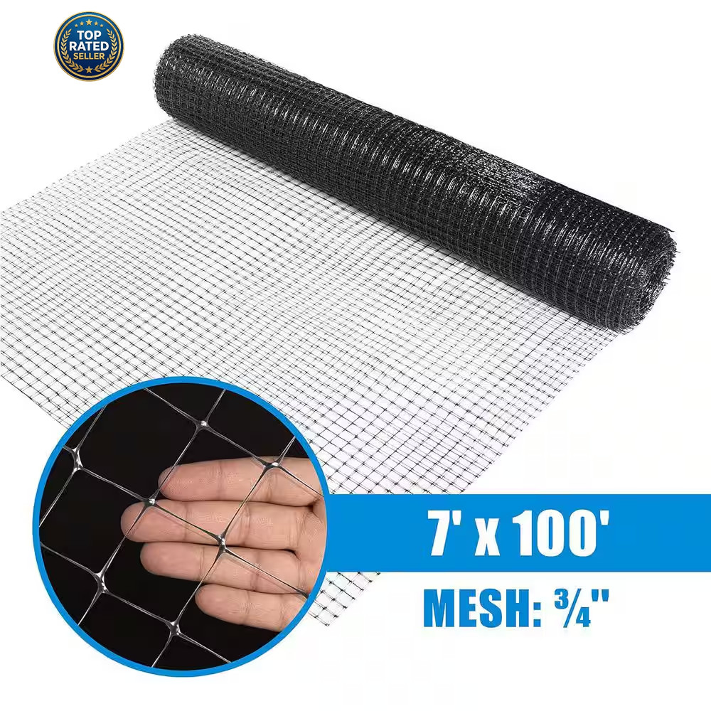 7 Ft. X 100 Ft. X 3/4 In. Black Plastic Bird Netting for Vegetable, Tree and Fru