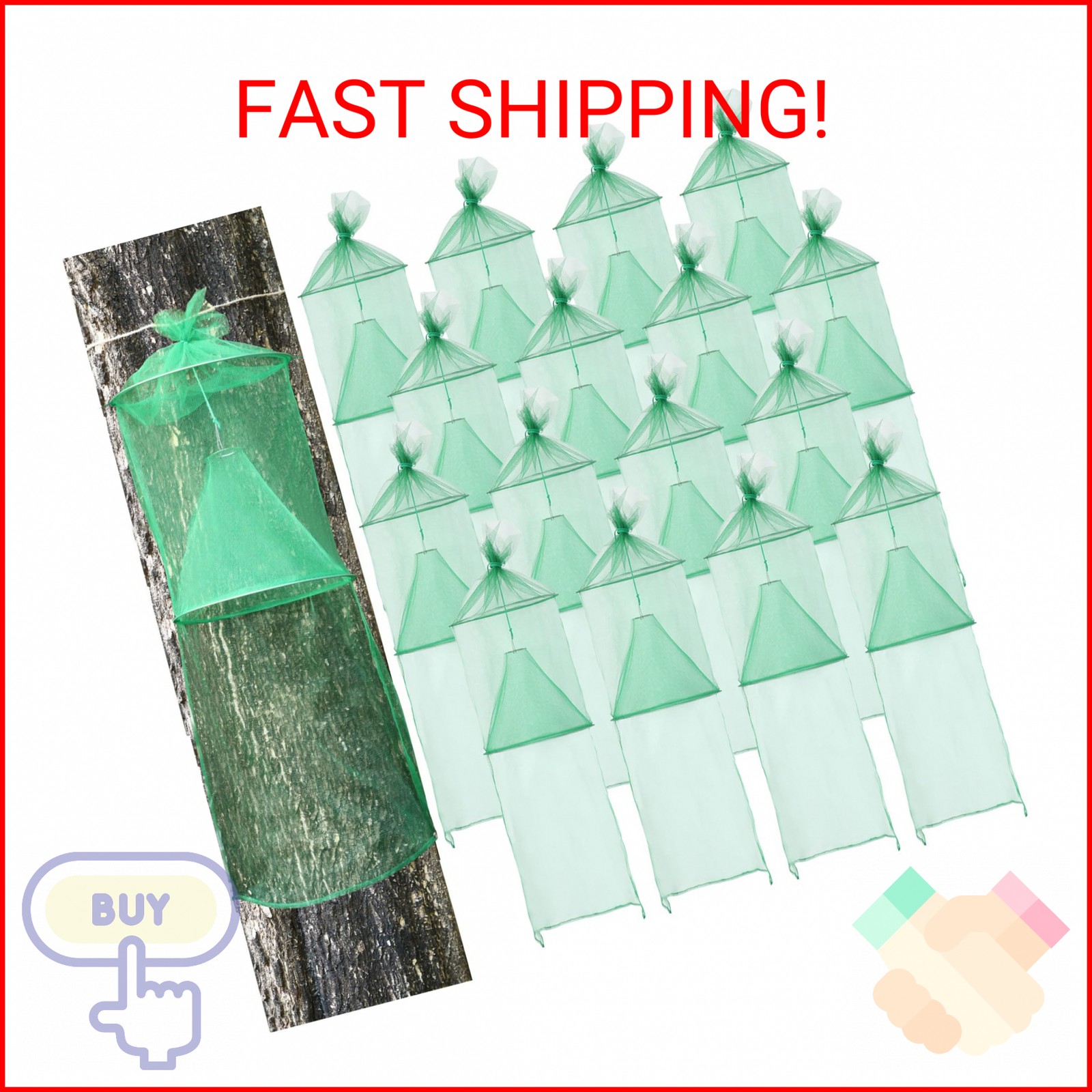 Qualirey 4 Pack Spotted Lanternfly Traps Lantern Fly Killer Mesh Tree Trap with