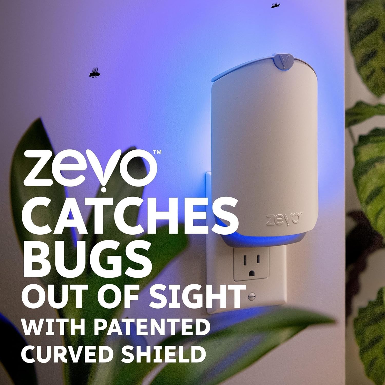 Zevo Flying Insect Trap (2 Plug-in Bases + 2 Cartridges) Featuring Blue UV Light