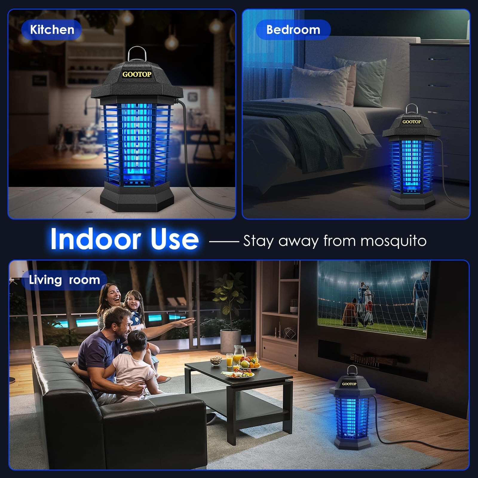 Electric Bug Zapper 4200V – Outdoor Mosquito & Fly Killer, Indoor Insect Trap, A