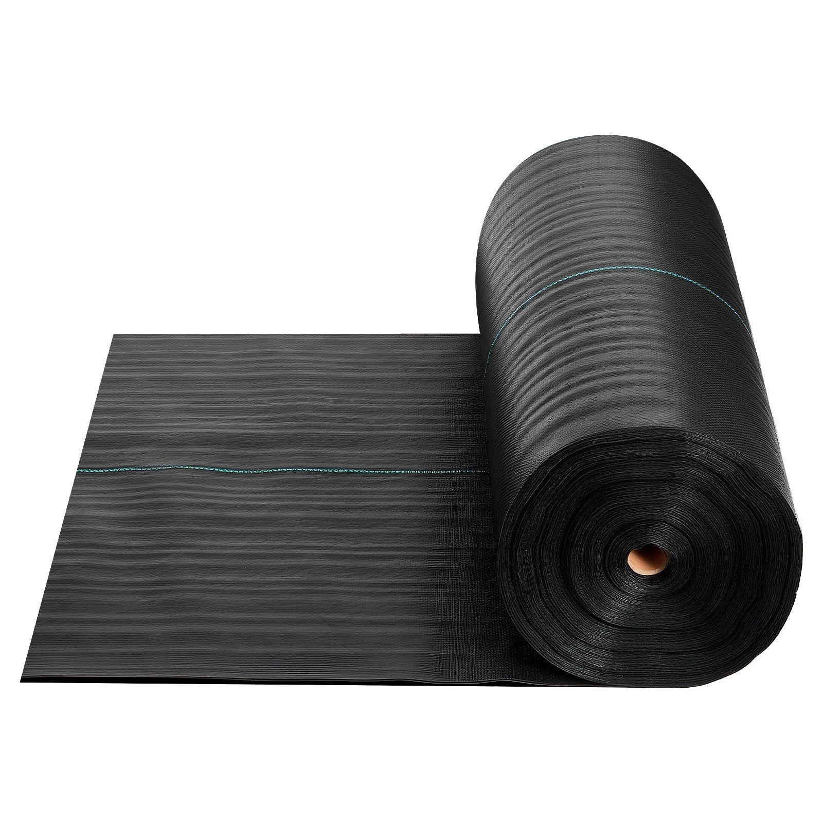 Heavy-Duty 3x100ft Weed Barrier Fabric, 5oz Woven Polypropylene Black Mat