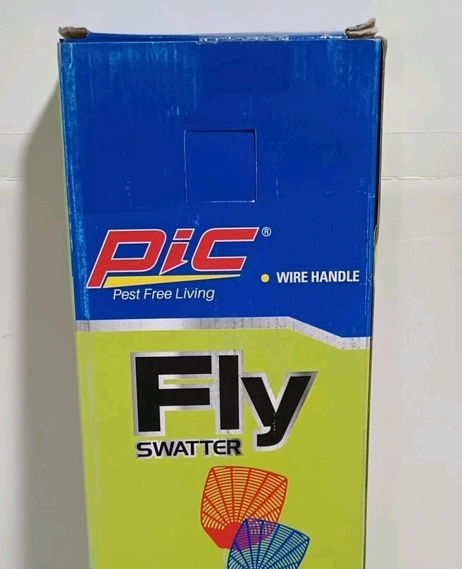 Pack Of 24 PIC Plastic Assorted Colors Metal Handle Fly Swatters