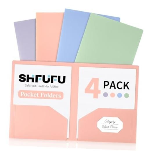 2 Pocket Plastic Folders, 8 Pack, Durable Letter Size File Folders with 4