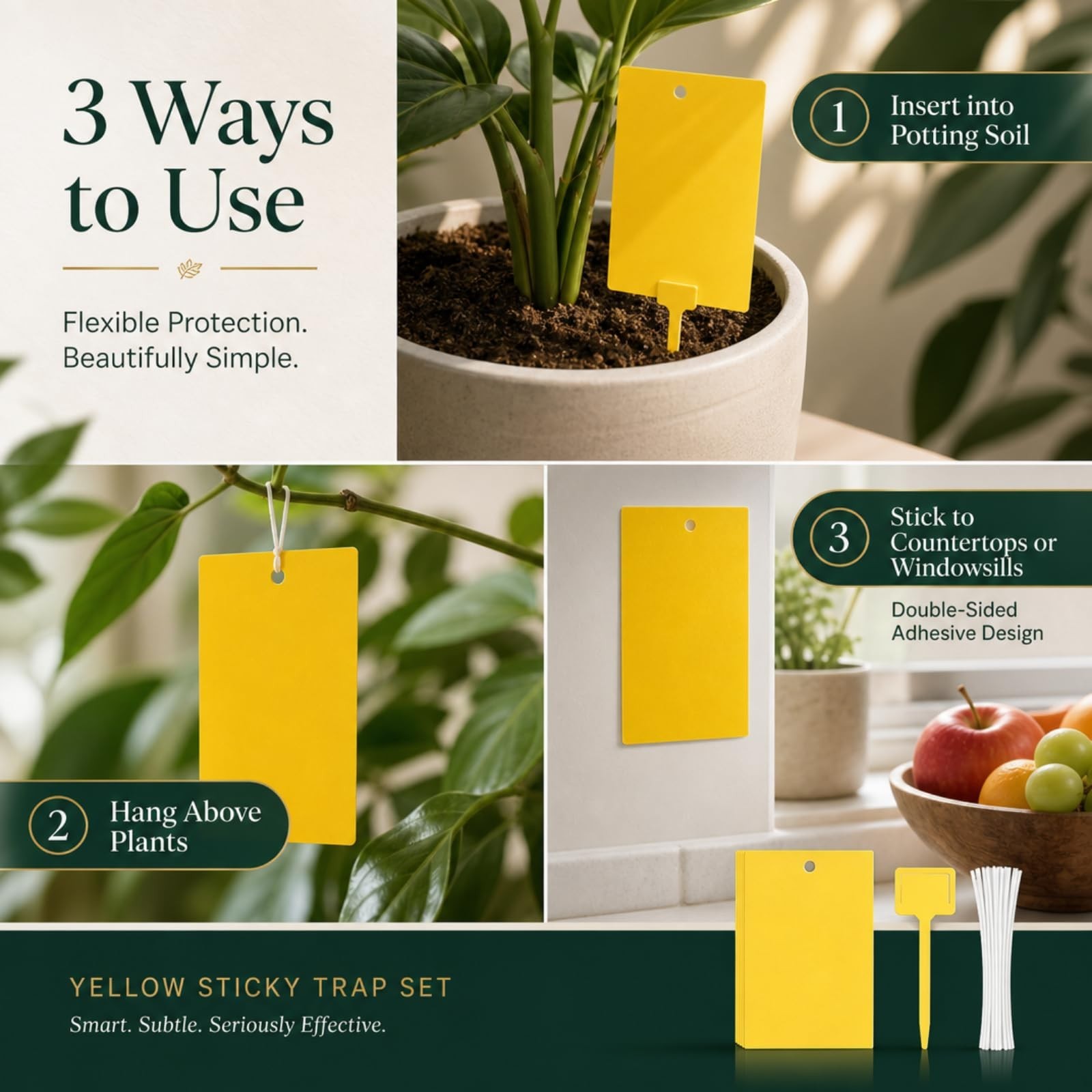 300 Pcs Yellow 6″x8″ Dual-Sided Sticky Traps for Gnats, Fruit Flies & Bugs – Ind
