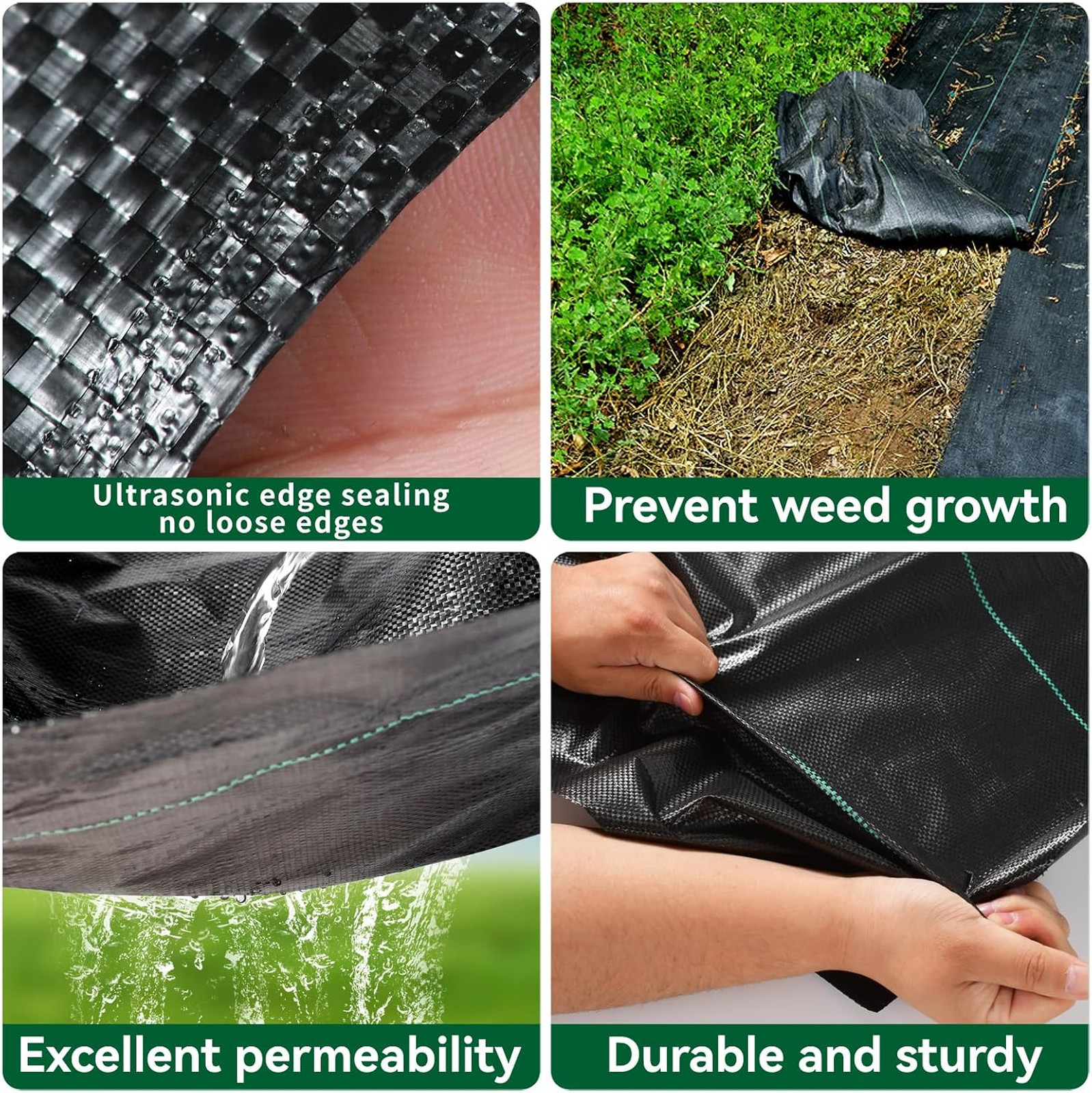 Weed Barrier Fabric 3.2oz Heavy Duty Woven Polypropylene Landscape Ground Cover