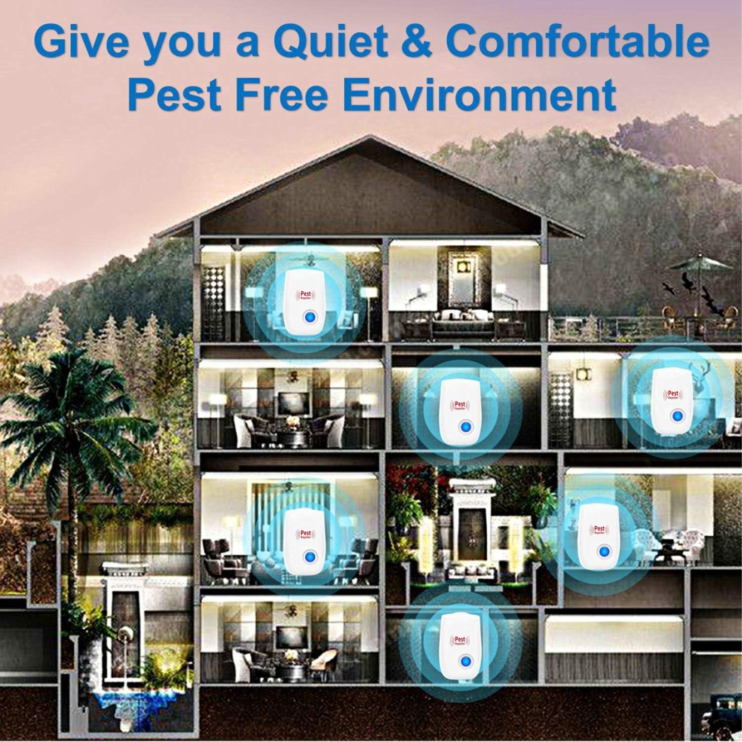 1-6Pack Electronic Plug in Sonic Repellent pest Control for Insects Roaches Mice