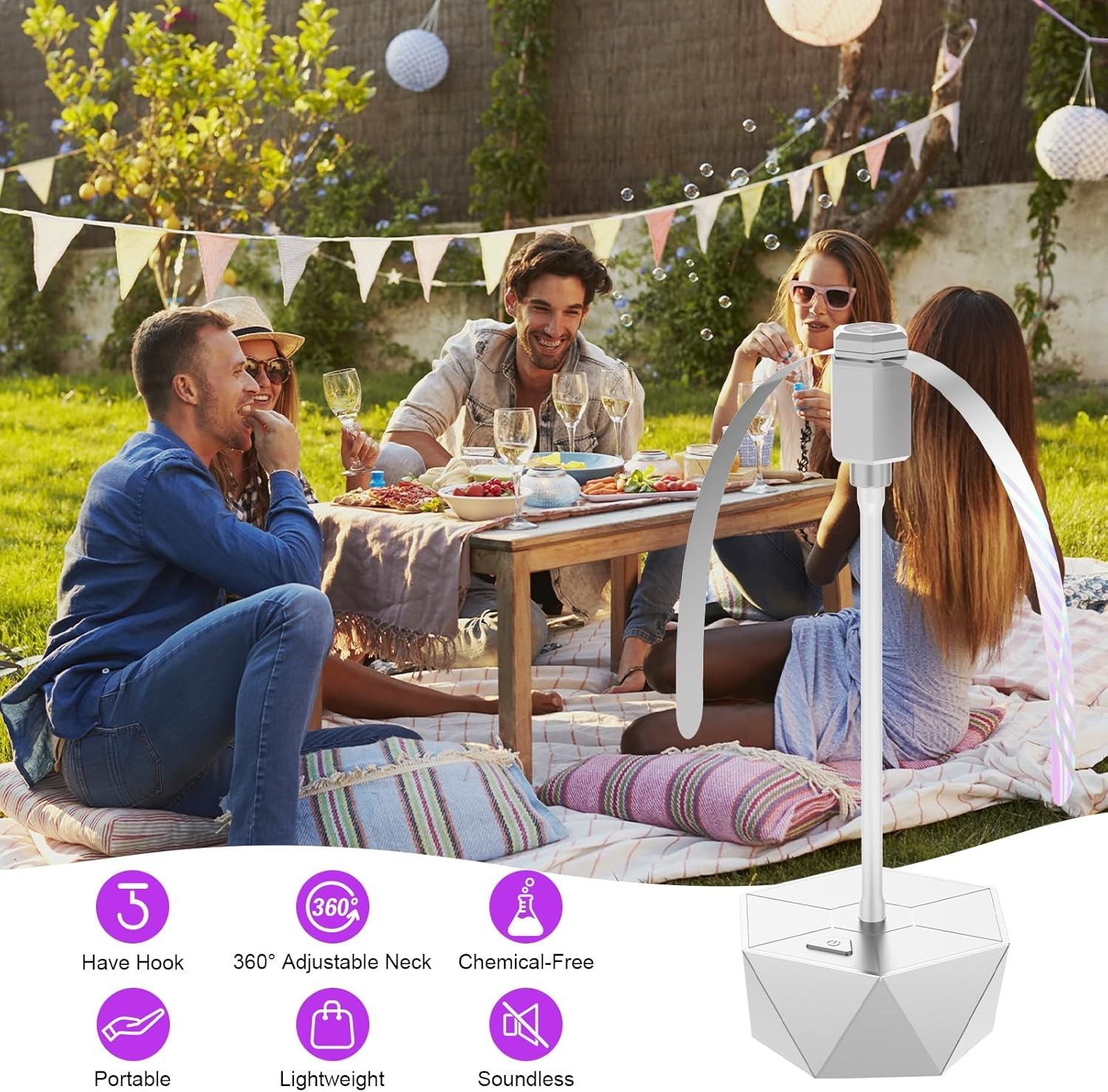 Modern Silver Fly Repellent Fans for Tables – 4 Pack with Safe, Soundless Design