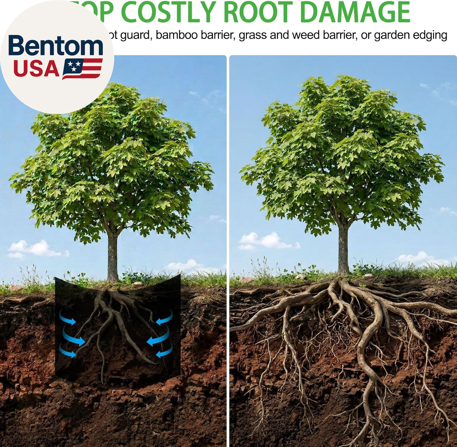 Tree Root Barrier 12In X 20Ft X 60Mil, Heavy-Duty Recycled HDPE Root Blocker Rol