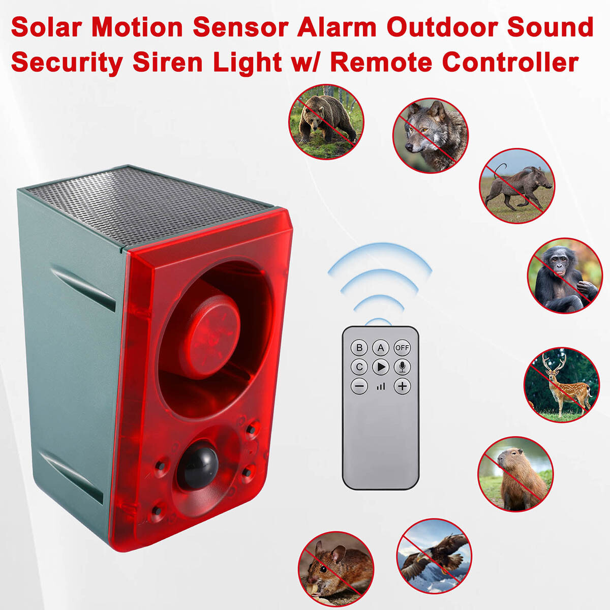 Solar Motion Sensor Alarm Emits Loud Dog Barking & Gunshot Sounds up to 130db