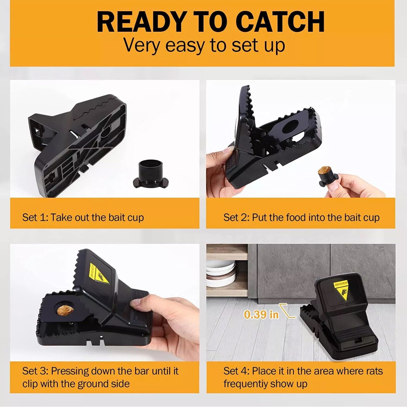 6 Pack Mouse Traps Rat Mice Killer Snap Trap Power Rodent Heavy Duty Pest Trap