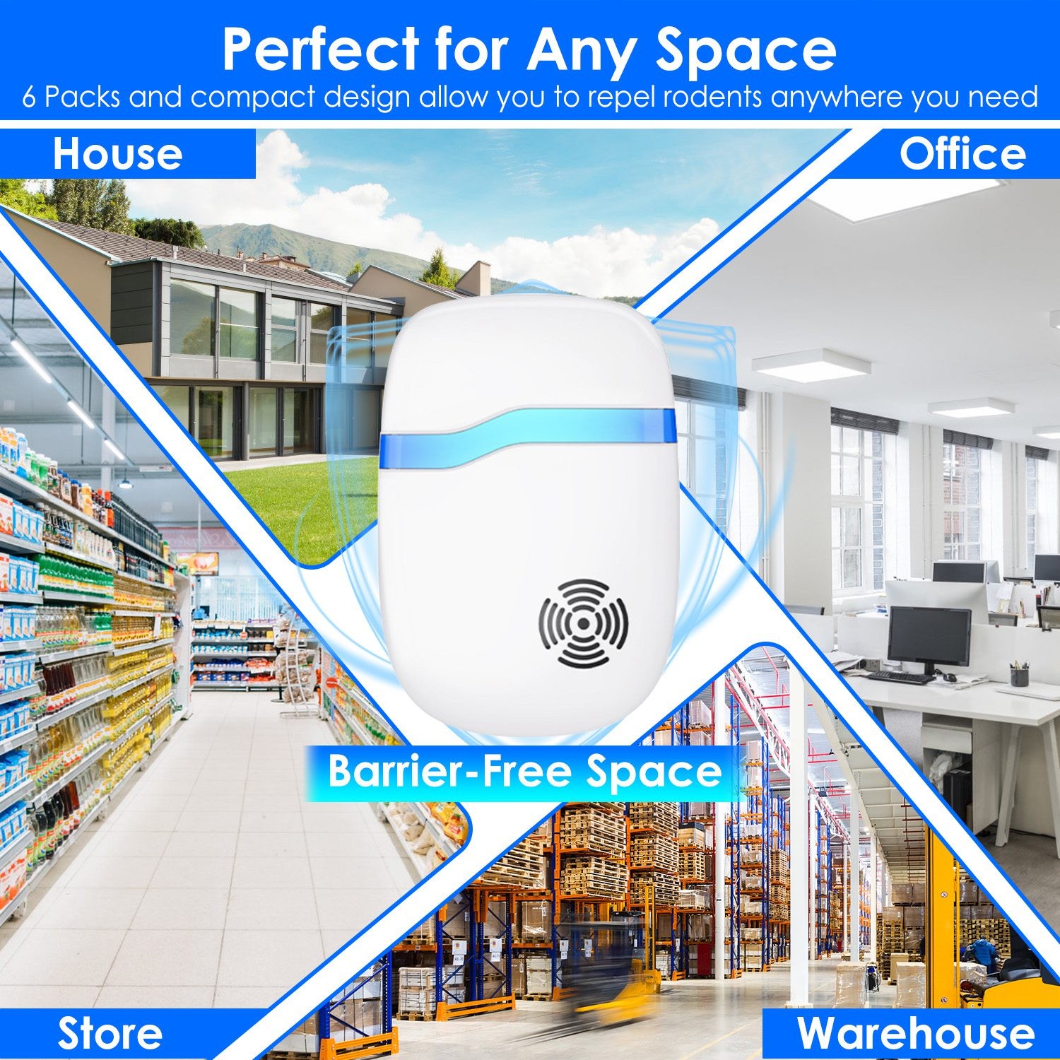 6 Pack Ultrasonic Pest Bugs Repeller Indoor Plug in Pest Control