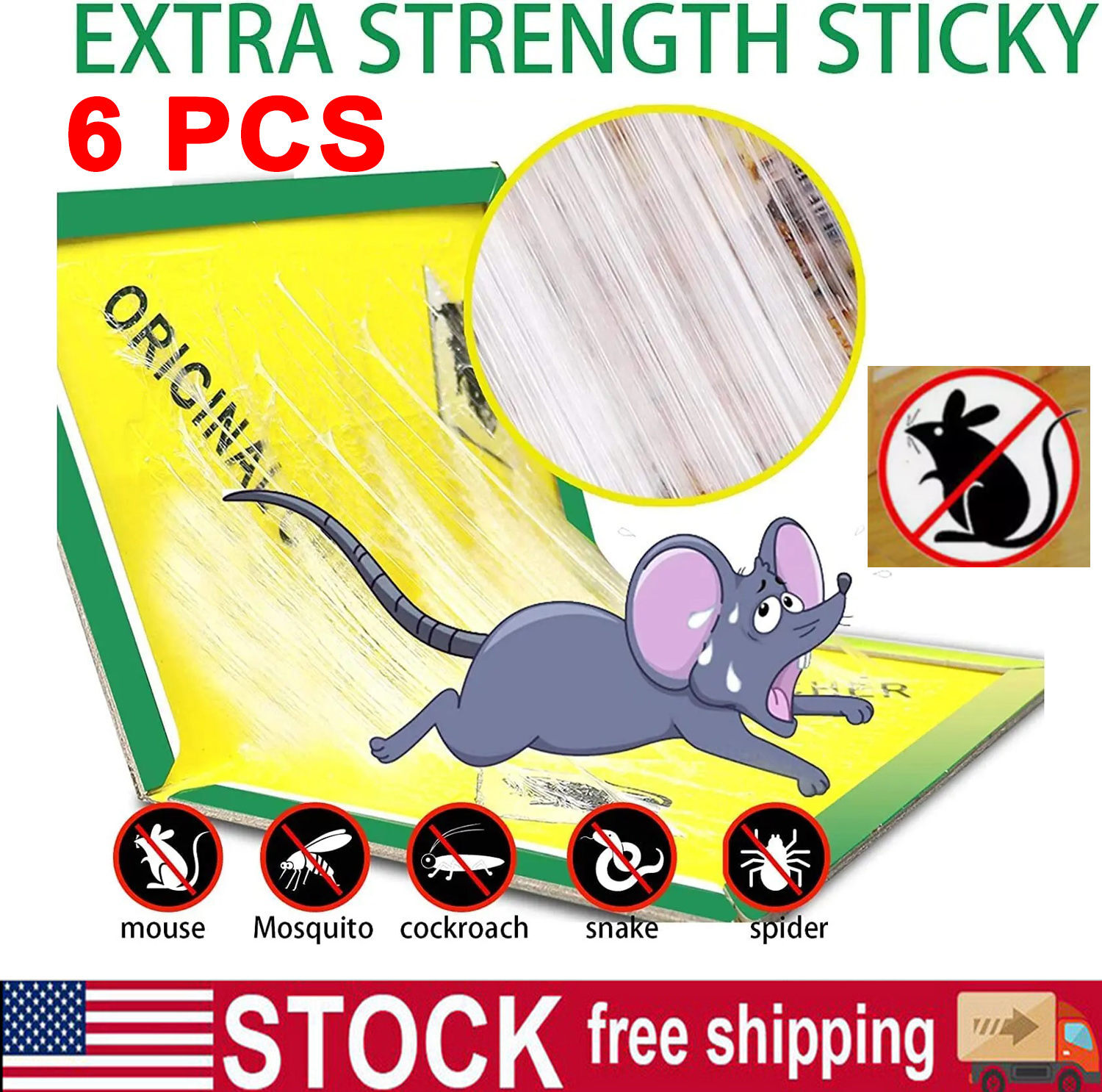 6 Pack Large Mice Mouse Glue Traps Rodent Catcher Rat Board Indoor Super Sticky